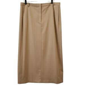 Theory Camel Khaki Wool Blend Straight Maxi Pencil Skirt Size 14